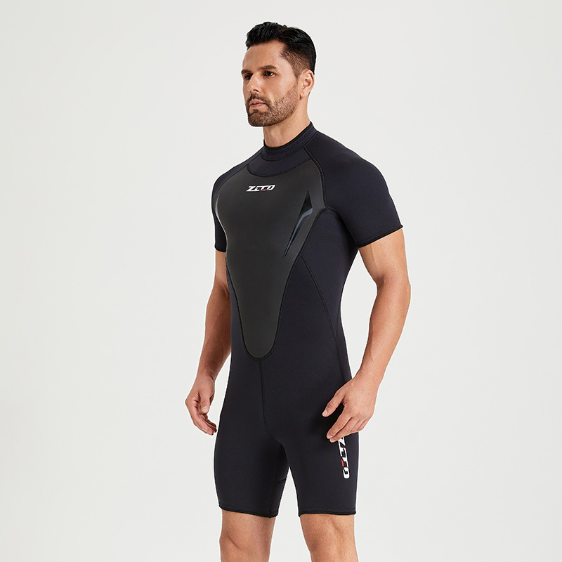 New 3mm Diving Suit Men's One-piece Short-sleeved Thickened Cold-proof Warm Diving Suit Women's Surfing Snorkeling Sunscreen Swimsuit