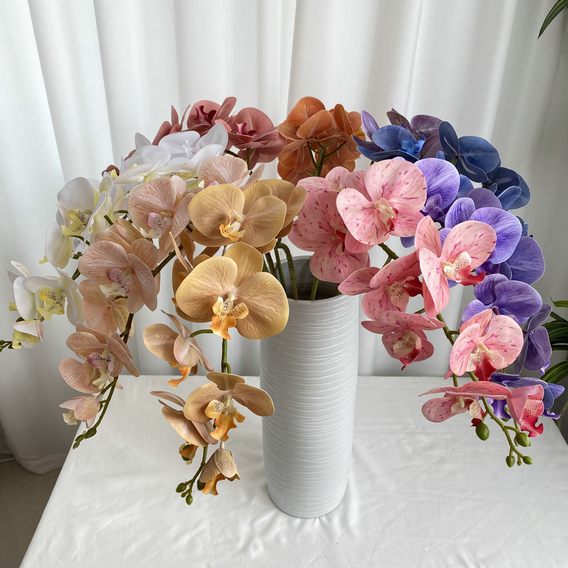 9 3D French Phalaenopsis Wedding Home Decoration Simulation Flower Fake Flower Hotel Wedding Flower Set