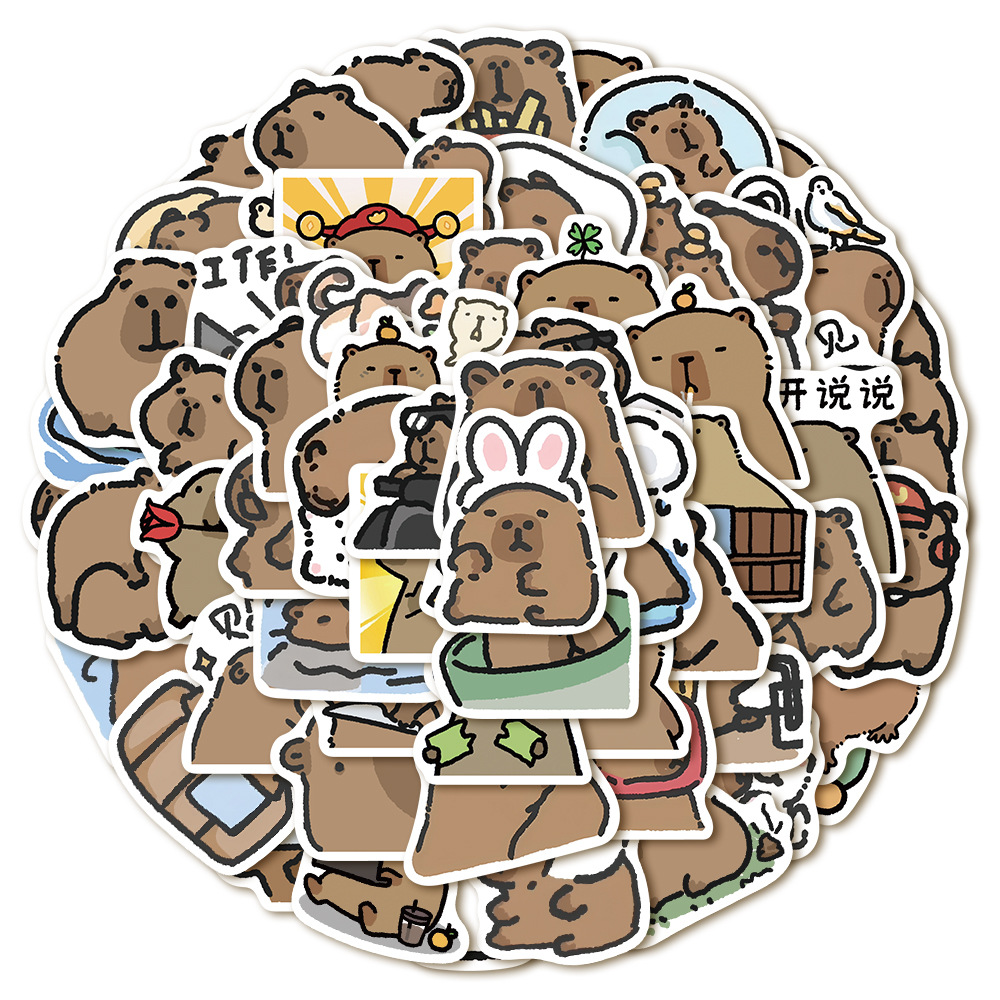 62 cartoon cute little capybara stickers laptop notebook phone case decorative waterproof diy stickers