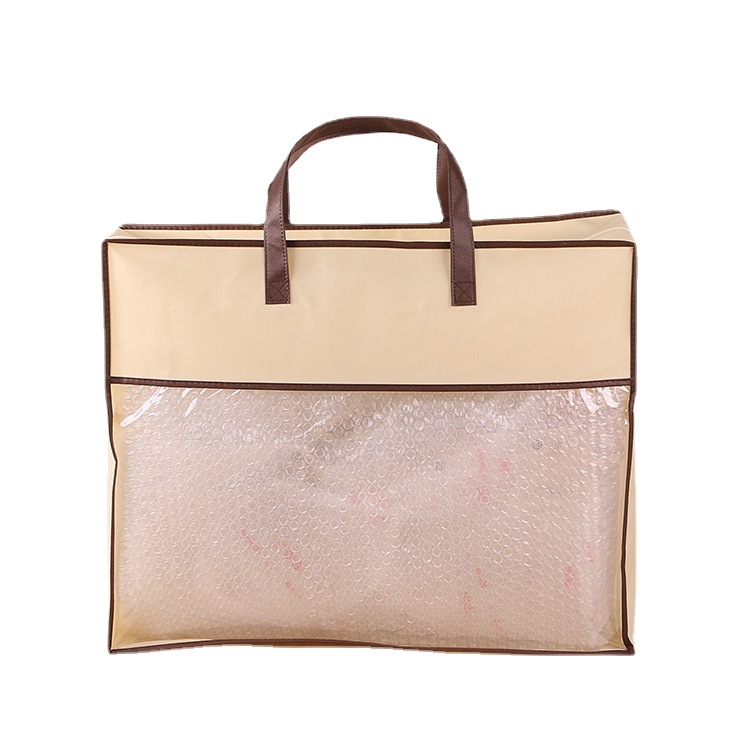 Non-woven bag home textile zipper tote bag transparent four-piece quilt quilt packaging storage dust bag customization