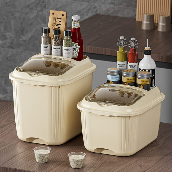 Square rice bucket with lid transparent visual kitchen storage bucket large capacity sealed pet grain bucket insect-proof moisture-proof