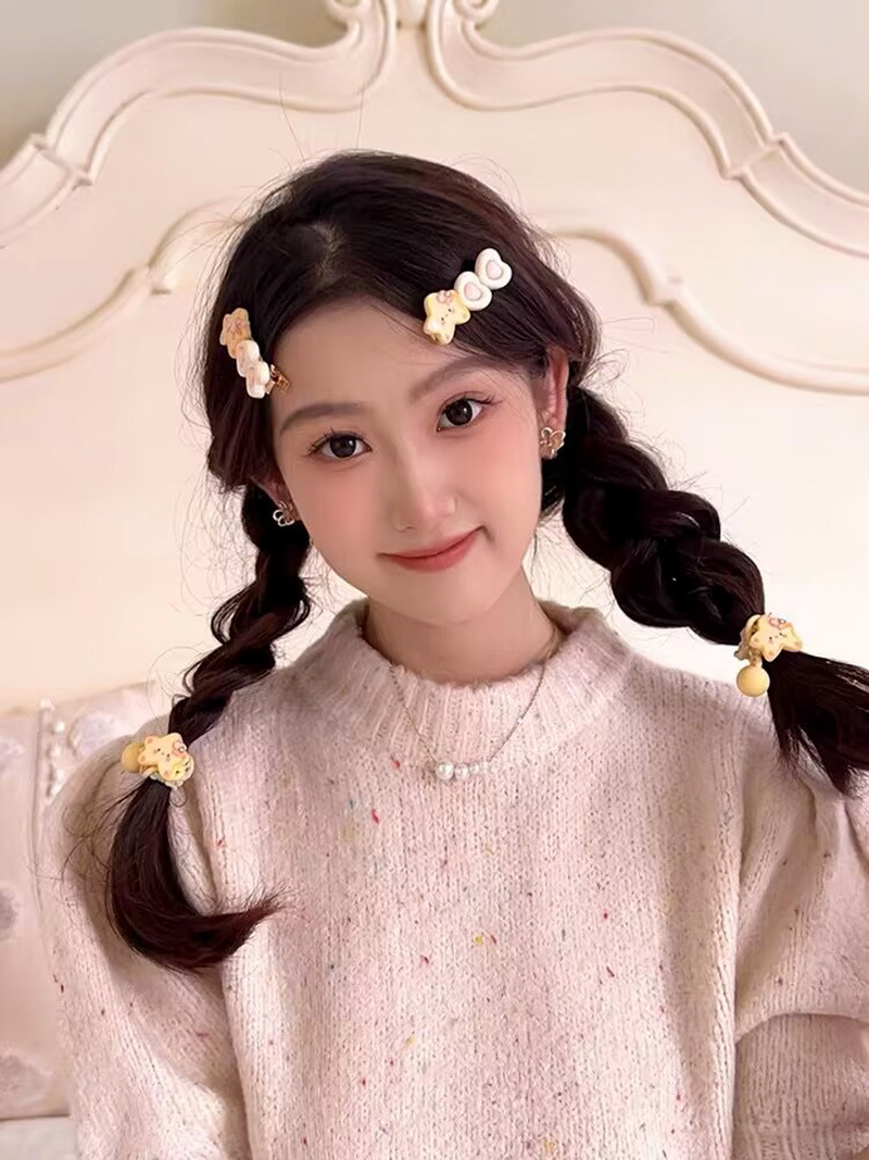 A pair of clothes ~ cute star hairpin female sweet bangs clip high elastic tie hair rope broken hair side clip BB clip_voghion.com