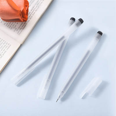 Transparent frosted gel pen 0.5 full needle tube carbon office pen black cap test brush pen stationery wholesale