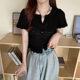 White Short-sleeved Ice Silk Knitted Cardigan Women's Summer Thin 2023 New French Style Gentle V-neck Short T-shirt Top
