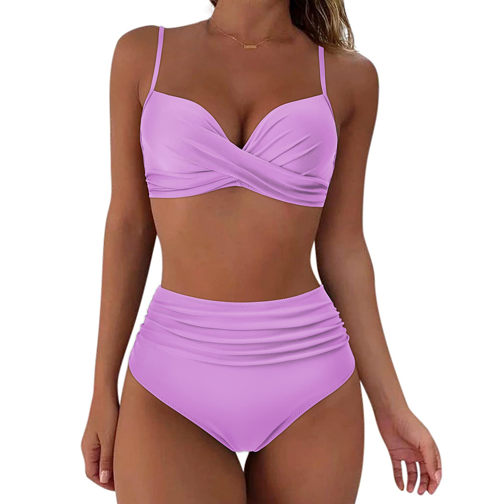 2023 New Bikini Women's Split Swimsuit Solid Color Nylon Multicolor Hard Bag Swimsuit Women SY3404