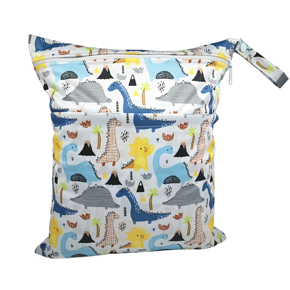 TSOOCOSY New Cartoon Printed Baby Double Zipper Diaper Bag Washable Diaper Bag Storage Bag E-Commerce Wholesale