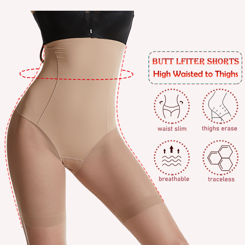 European and american cross-border body shaping pants high waist belly shaping pants hip lifting waist shaping leg anti-exposure safety pants thin