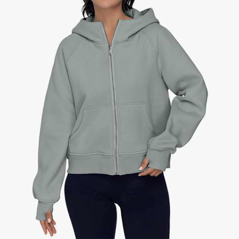 European and American Foreign trade cross-border Amazon independent station 2023 new women's autumn and winter coat hooded cardigan zipper sweater