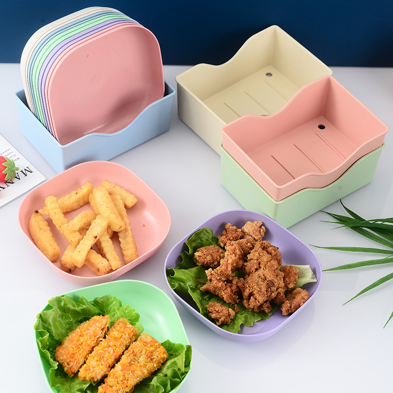 Wheat straw bone dish household snack plate fruit salad dried fruit dish pastry bone plate plastic small dish