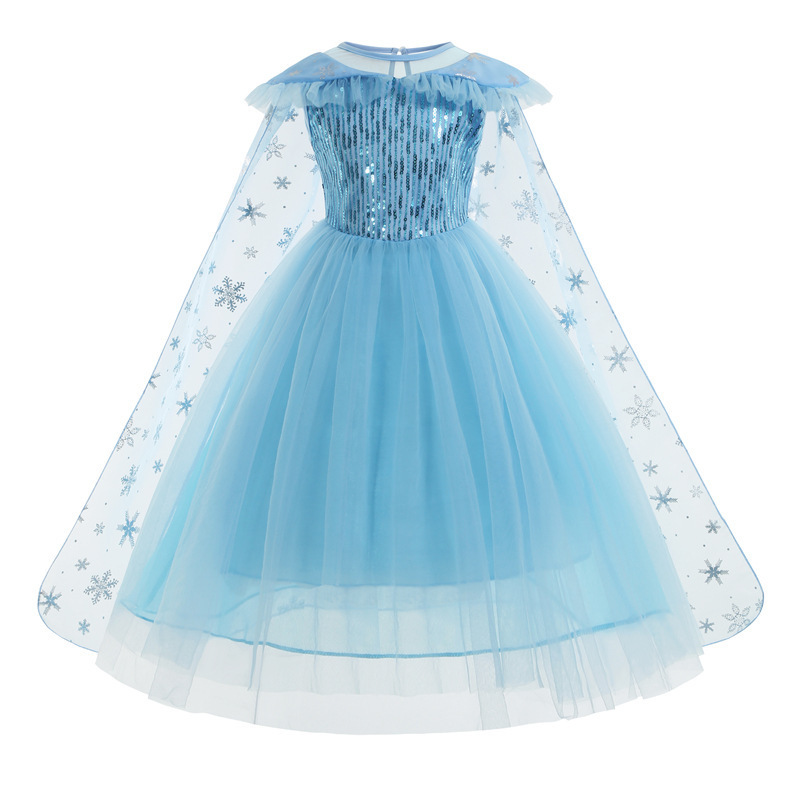 Frozen blue Aisha princess skirt summer short sleeve sleeveless bubble sleeve skirt Aisha explosions a generation of hair