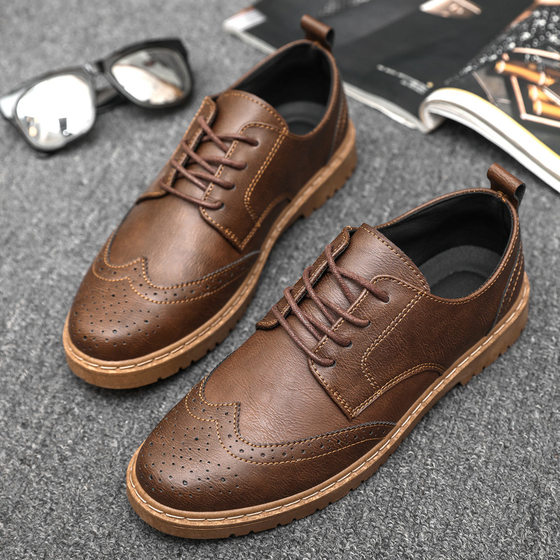 Casual Leather Shoes Men's Summer New Cross-border plus size Men's Shoes British Retro Sneakers Korean Style Trendy Shoes Workwear All-match Shoes