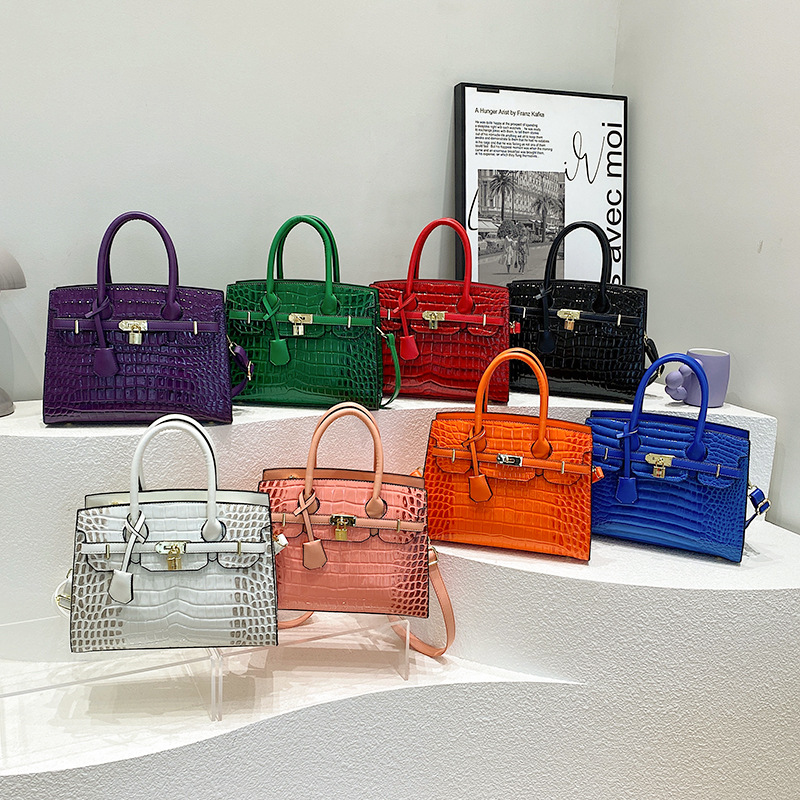 Foreign Trade Kelly Bag Women's 2023 New Crocodile Handbag European and American Fashion Women's Bag Shoulder Bag Bag