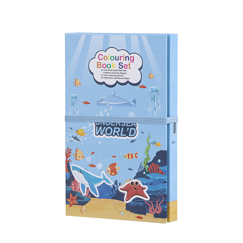 Cross-border foreign trade astronaut rocket color lead painting book diy black cardboard scratch painting book coloring hand book prize
