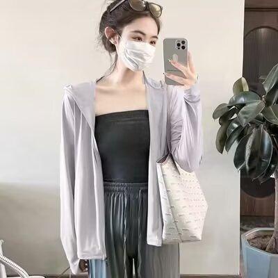 Trendy Brand Ice Silk Sunscreen Clothing Girl's Summer Ultraviolet Protection Suit Coat Thin Breathable Outdoor Loose Top