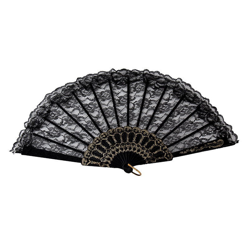 Shake Tone Same Style Lace Fan Retro Style Female Lolita Folding Fan Photo Props Cheongsam Show Fairy Cute Fan