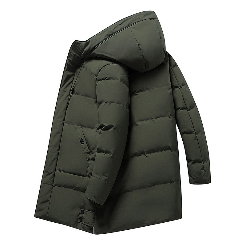 Cotton-padded coat winter New thickened warm hooded mid-length versatile over-the-knee high-end fashion versatile cotton-padded jacket for men