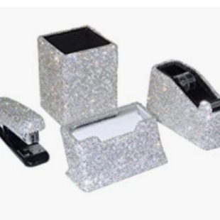 Sticking drill office business stationery gift high-end encrusted drill stationery set rubber table stapler business card box calculator