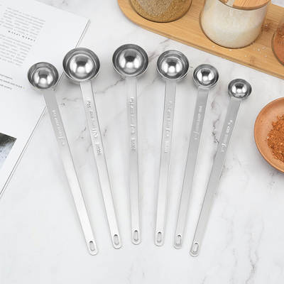 304 stainless steel coffee spoon long handle spoon mixing dessert spoon scale spoon fruit powder seasoning spoon