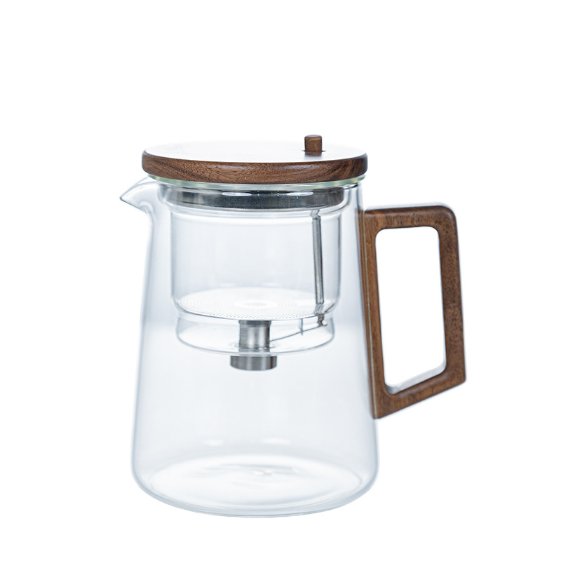 Piaoyi cup teapot one-key filter walnut high temperature resistant full glass liner tea water separation Cup high-grade tea set