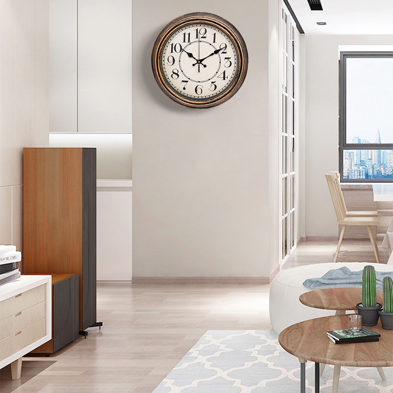 12 inch retro clock wall clock living room bedroom fashion brush gold fade creative clock Wall watch silent quartz clock