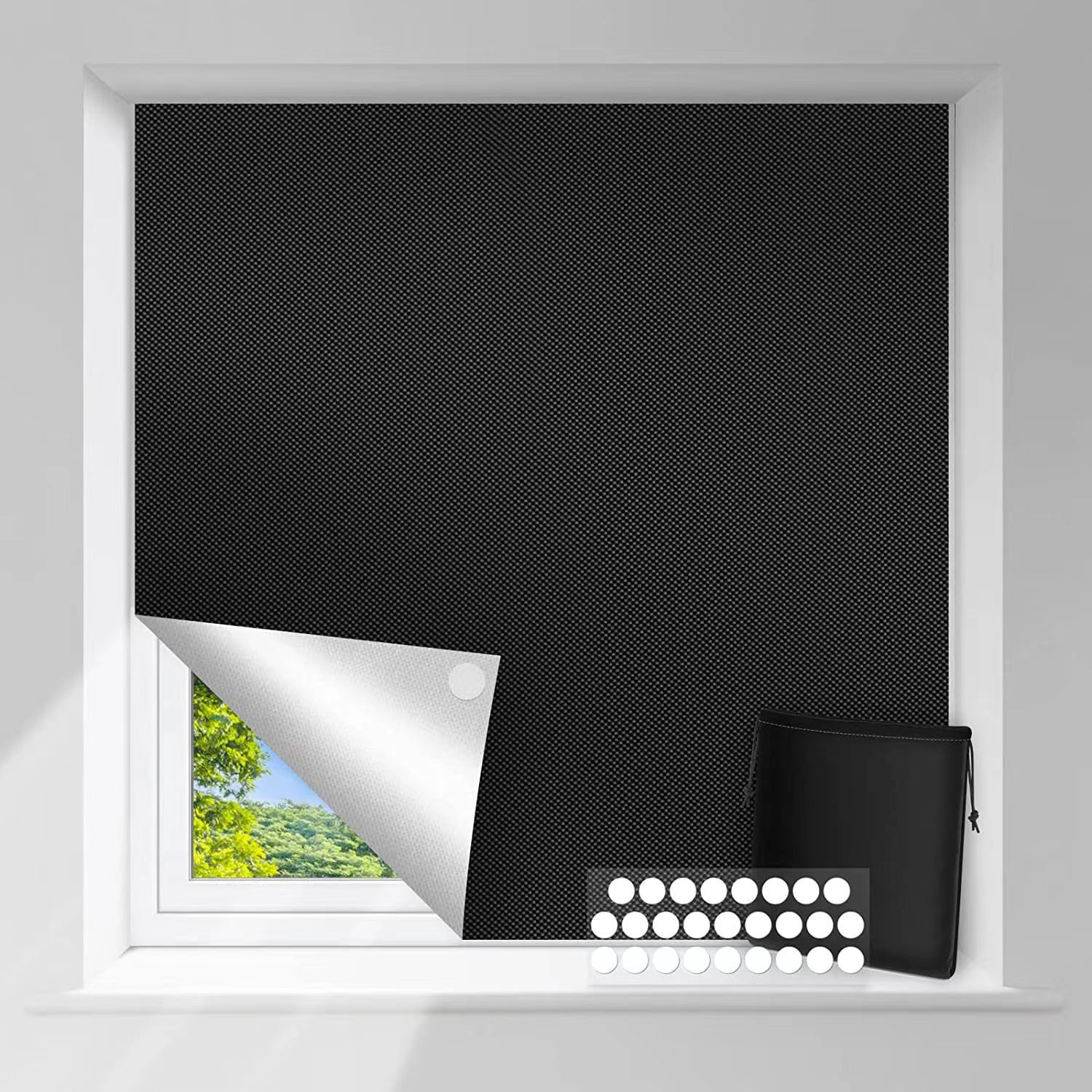 Portable Travel Shading Balcony Curtain Punch-free DIY Croppable Black Curtain Adhesive Full Shading