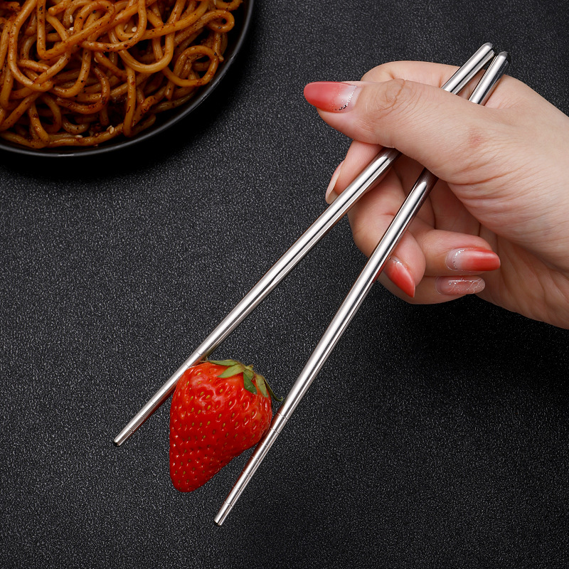 Chopsticks Household Wholesale Canteen Fast Food High Temperature Sterilizable Chopsticks Set Laser logo Stainless Steel Chopsticks