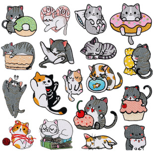 Xiaotian new cartoon embroidered cloth stickers small lazy cat patch stickers computer embroidery logo cat star embroidered Zhang Zi cat