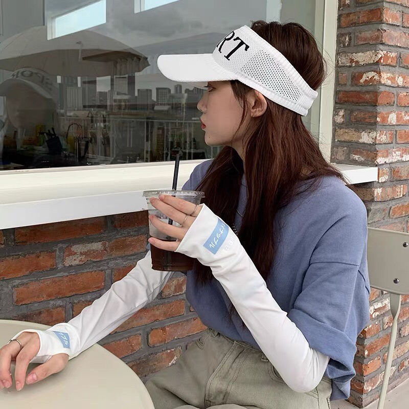 Japanese Style Ice Silk Ice Sleeve Men's and Women's Summer Sunscreen Hand Sleeve Women's Sleeve Arm Guard Long Thin Gloves UV Protection for Driving