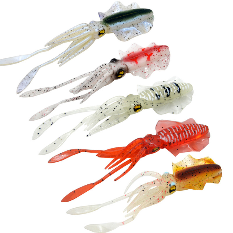 魷魚餌15cm 海釣船釣假餌章魚深海軟餌鐵板魚餌
