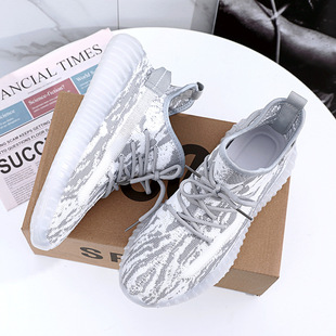 2025 Coconut Shoes in stock Breathable Flying Woven Men's Shoes Light Men's Autumn Mesh Surface Breathable Trendy Shoes Mesh Shoes