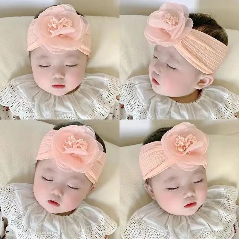 INS European and American Children's Hair Band Jacquard Nylon Flower Baby Hair Band Soft and Unbridled Wide-brimmed Baby Headband Accessories