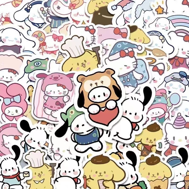 Hand-painted Sanrio stickers 100 cartoon cute niche personalized notebook mobile phone Journal decorative stickers painting paper
