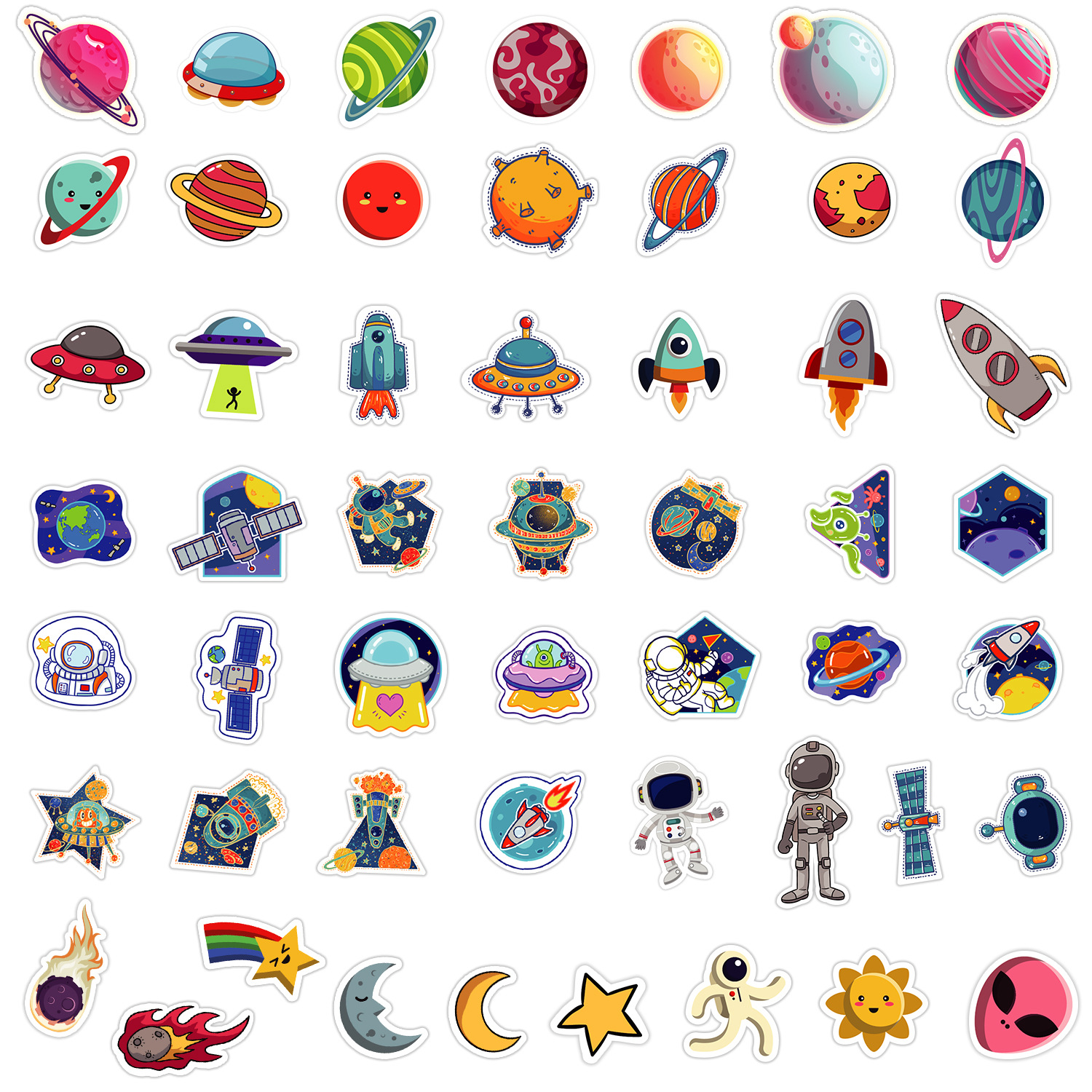 50 Cosmo Astronaut Cartoon Stickers Car Mobile Phone Water Cup Decoration Stickers Notebook Waterproof Hand Account Stickers