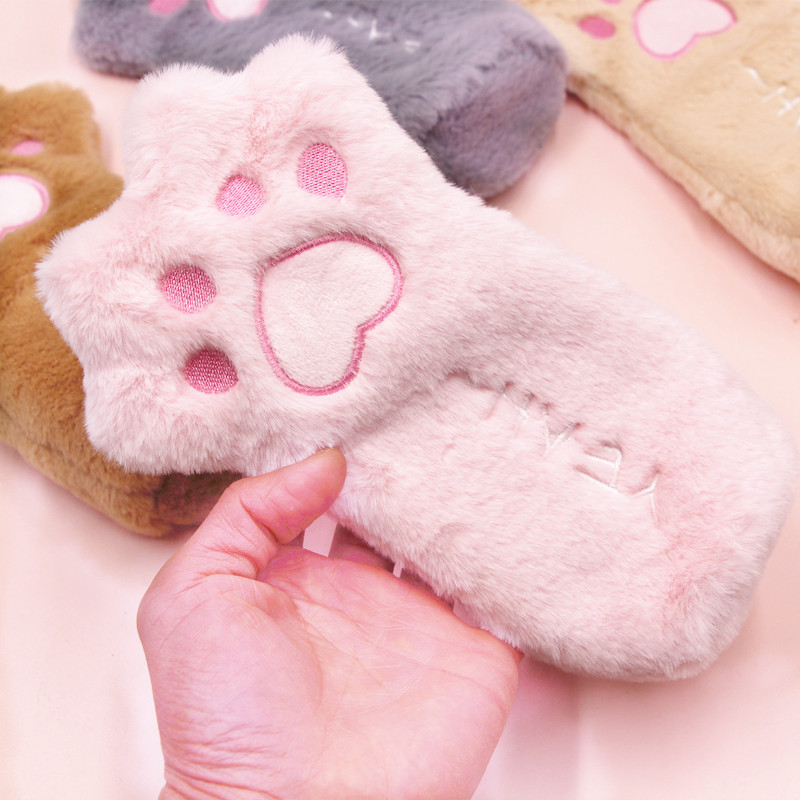 Korean Style ins Moe Cat Paw Pencil Bag Student Large Capacity Stationery Bag Pencil Bag Cute Plush Cat Paw Bag