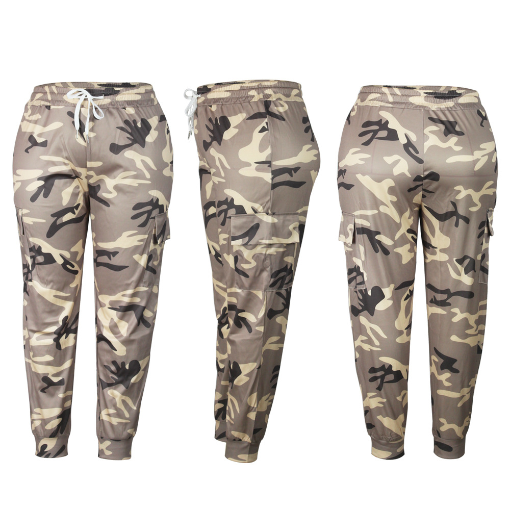 Autumn and Winter Cross-border Amazon ebay Foreign Trade European and American Women's Camouflage Printed Pants European Station Casual Casual Pants