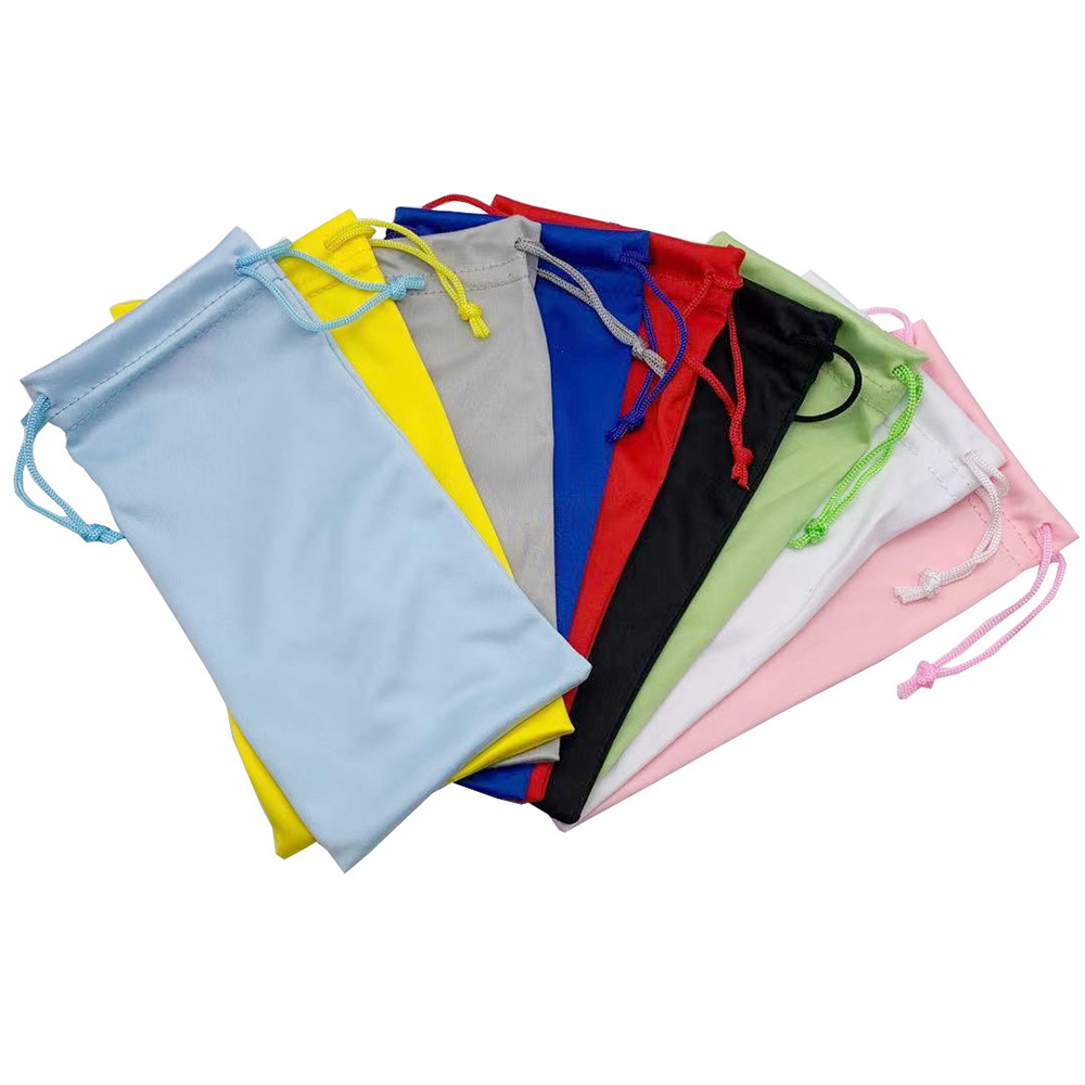 Spot wholesale new microfiber glasses bag solid color drawstring mobile phone storage bag pin two sunglasses bundle pocket