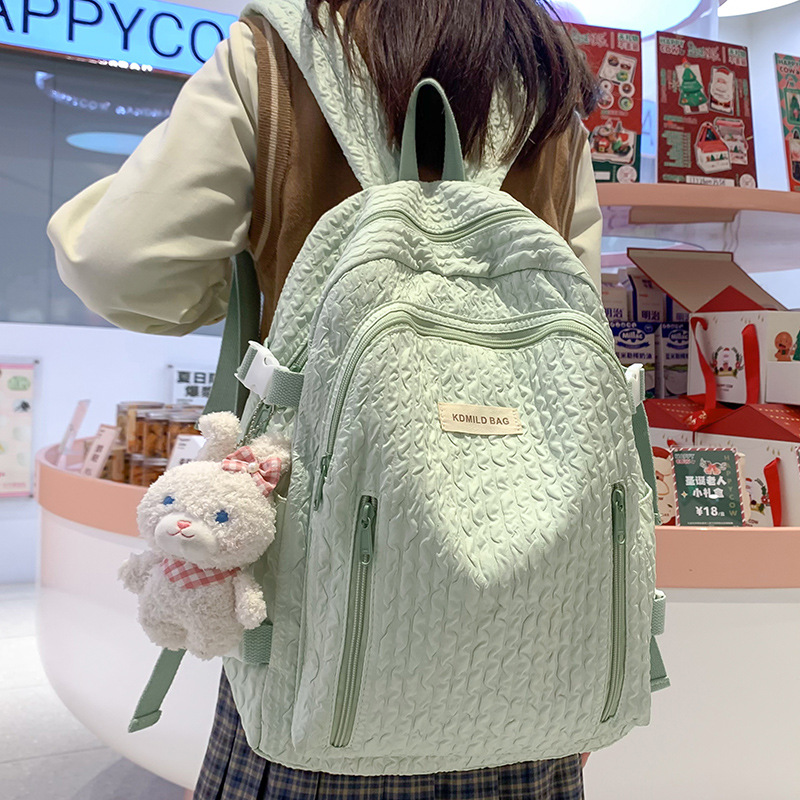 Fresh girl schoolbag female junior high school student High-looking backpack Japanese simple College student lightweight waterproof backpack