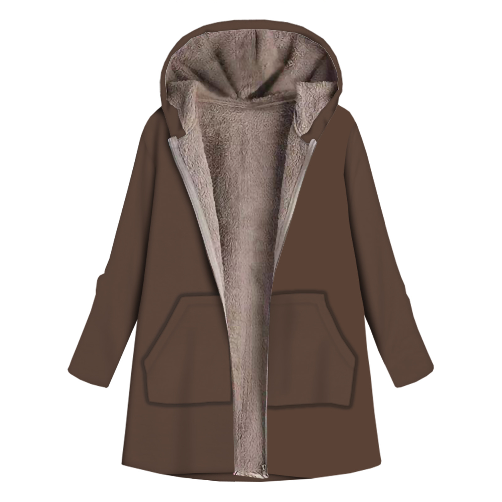 New European and American Fashion Mid-length Loose Elegant Commuter Zipper Vintage Warm Fleece-lined Wool Women's Jacket