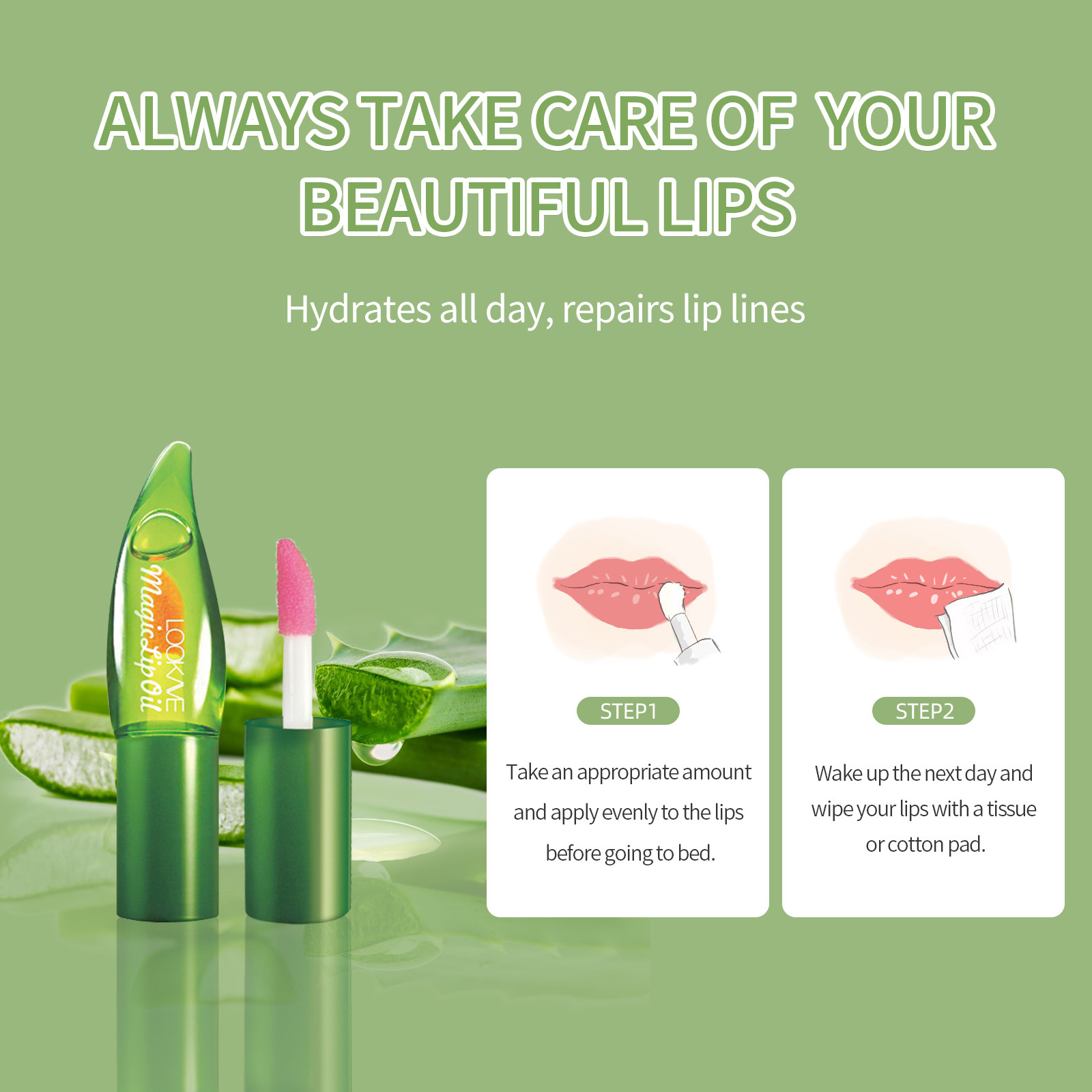 LOOKAVE aloe Moisturizing Lip Oil moisturizing lip balm color changing lip care oil 3G cheap popular AliExpress LK20L