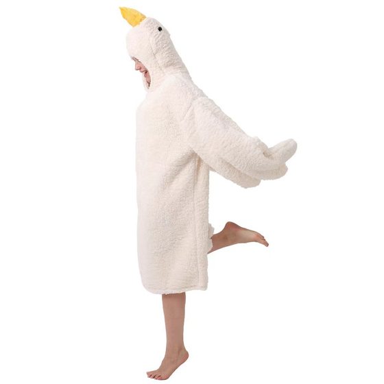 New Big Goose Coral Fleece Pajamas for Men and Women Winter Funny Couple Cute Cartoon Elizabeth Duck Home Clothes