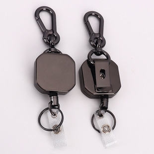 Amazon AMAZON mountaineering buckle 4CM square metal gun ash telescopic strong easy pull buckle certificate key hook