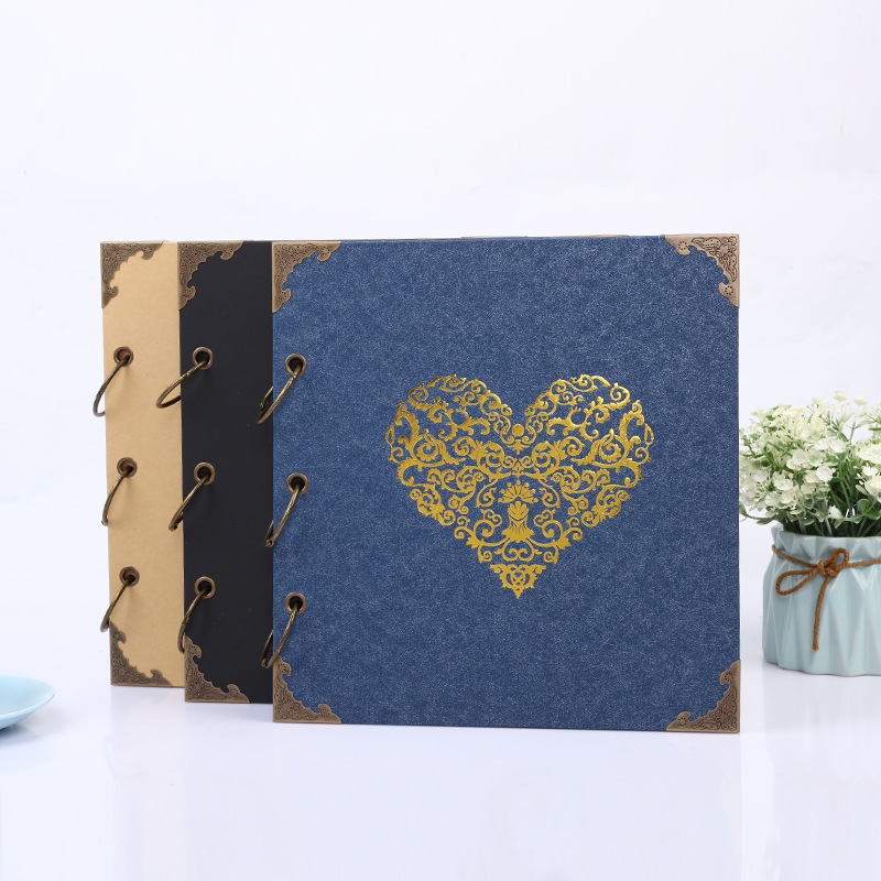 Factory Direct Vintage Kraft paper DIY iron ring handmade paste photo album Polaroid iron ring album suit wholesale