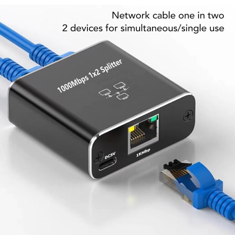RJ45 Gigabit network distributor broadband routing network switch 100 m one minute two network cable splitter extension