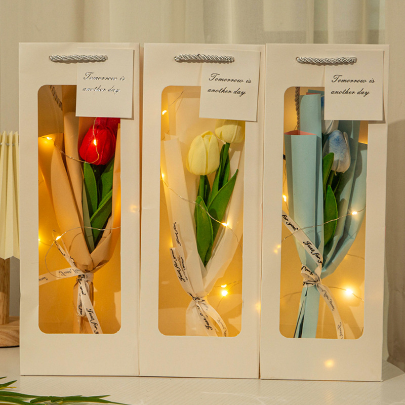2024 New Teachers' Day Gift for Mother Female Teacher Practical Small Gift Tulip bouquet High Sense Gift Box