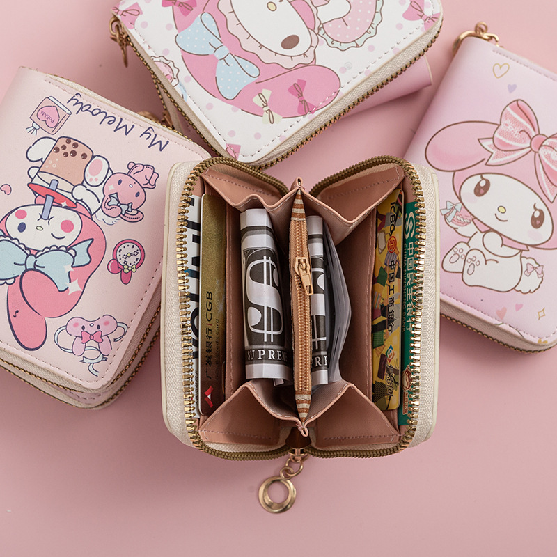 New Fashion Cute Small Fresh Print Coin Purse Cartoon Animation Female Student Short Zipper Money Bag Cross-border