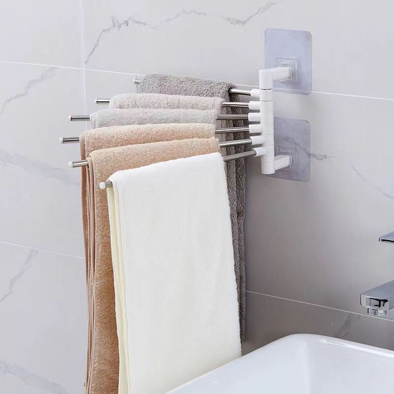 Rotatable Towel Rack Toilet Punch-free Towel Hanging Shelf Cool Rag Bathroom Toilet Wall-mounted Towel Bar