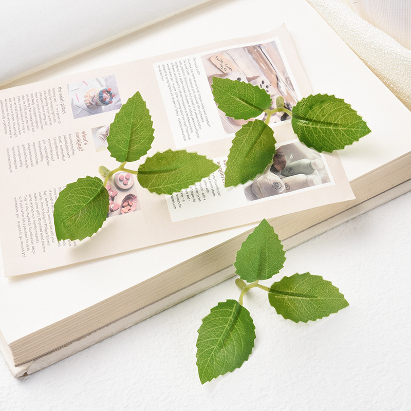 Simulation Rose Leaf Wholesale Simulation 3 Leaf Silk Stockings Flower and Leaf Simulation Leaf Plant Wall Bundle Decorative Cloth Leaf