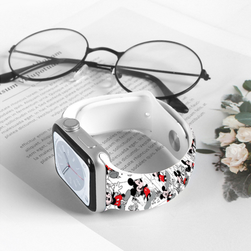 Микки печатные силиконовые часы применяются к iwatch Apple Ultra SE Часы для замены ремешка браслета