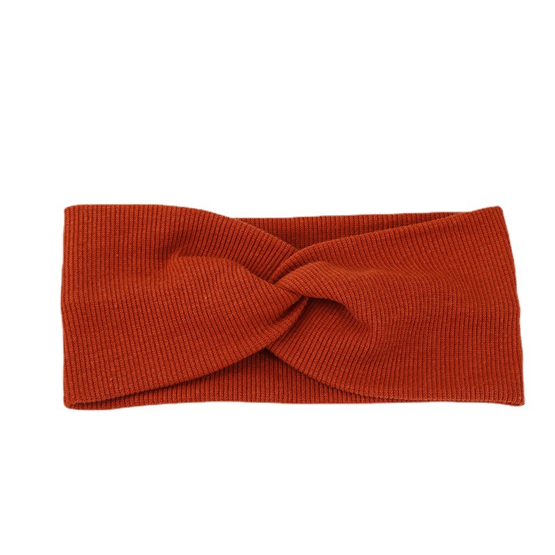 Rib Solid Color Knitted Cross Hair Band Widened Knotted Headband Sport Sweat-absorbent Hair Band with Bangs Floral Headband