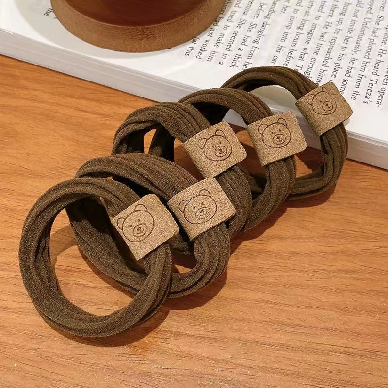 Bear Head Rope High Elastic Rubber Tendon Women's Hair Rope Thickened Thick Hair Ring High Pony Tail Ball Headwear Rubber